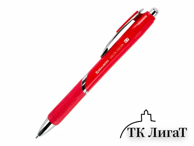 Ручка шариковая автоматическая с грипом BRAUBERG DELTA COLOR, СИНЯЯ, ассорти, узел 0,7 мм, линия письма 0,35 мм, 144202