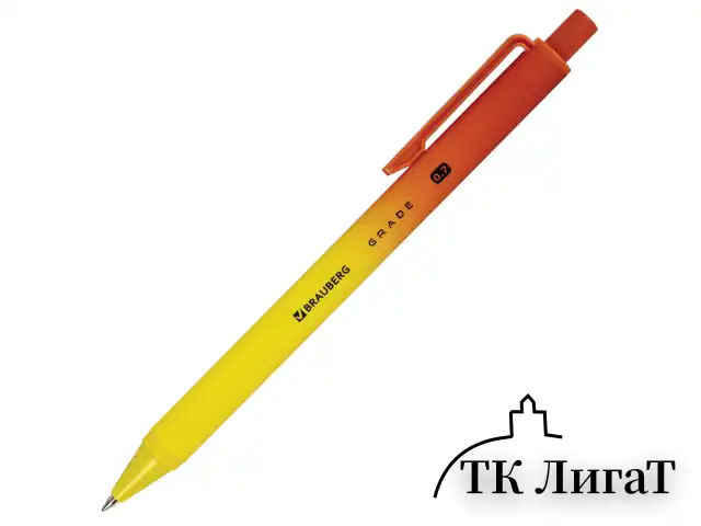 Ручка шариковая автоматическая BRAUBERG "Grade", корпус soft-touch, СИНЯЯ, пишущий узел 0,7 мм, линия письма 0,35 мм, 144205