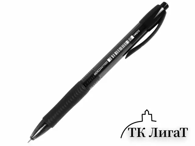 Ручка шариковая автоматическая с грипом BRAUBERG OFFICE STYLE, ЧЕРНАЯ, узел 0,7 мм, линия 0,35 мм, тонированный корпус, 144212