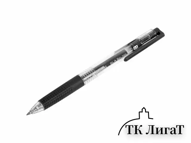 Ручка гелевая автоматическая с грипом BRAUBERG "GLA", ЧЕРНАЯ, стандартный узел 0,5 мм, линия письма 0,35 мм, 144215