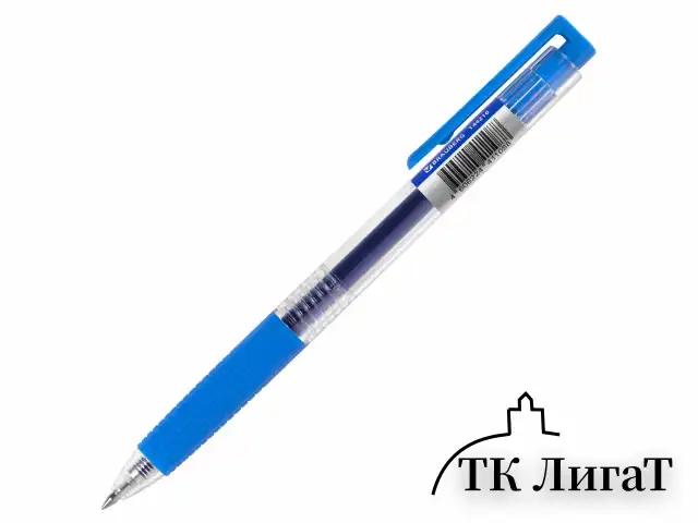 Ручка гелевая автоматическая с грипом BRAUBERG "GLA", СИНЯЯ, стандартный узел 0,5 мм, линия письма 0,35 мм, 144216
