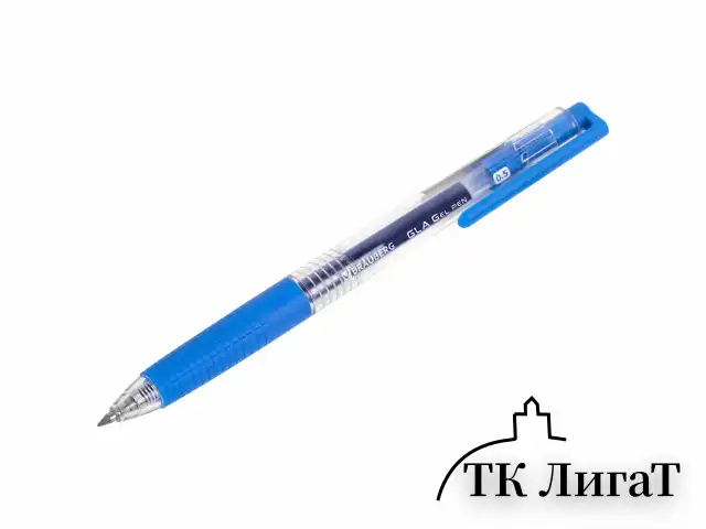 Ручка гелевая автоматическая с грипом BRAUBERG "GLA", СИНЯЯ, стандартный узел 0,5 мм, линия письма 0,35 мм, 144216
