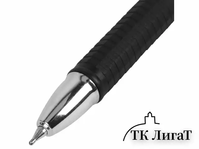 Ручка шариковая масляная BRAUBERG "Techno-X 925", СИНЯЯ, корпус черный, серебристые детали, линия 0,5 мм, 144224