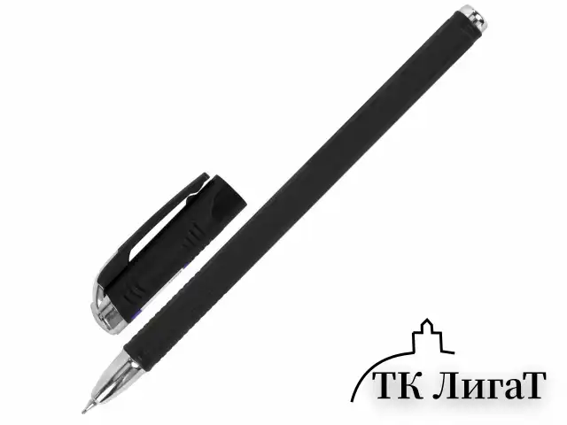 Ручка шариковая масляная BRAUBERG "Techno-X 925", СИНЯЯ, корпус черный, серебристые детали, линия 0,5 мм, 144224
