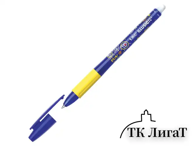 Ручка стираемая гелевая с грипом BIC "Gelocity Illusion", СИНЯЯ, корпус синий, линия 0,3 мм, 516518