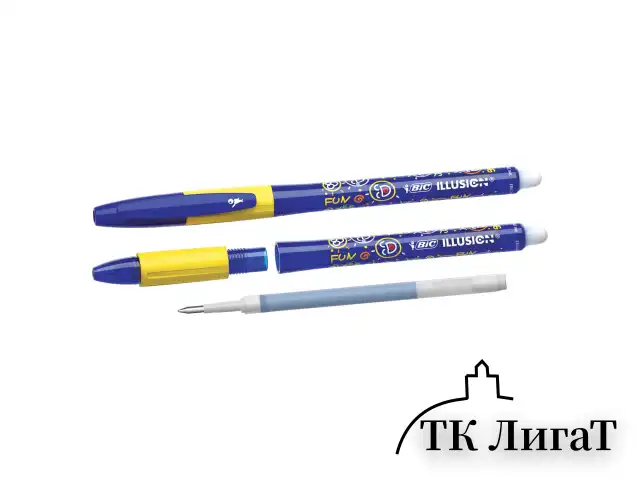 Ручка стираемая гелевая с грипом BIC "Gelocity Illusion", СИНЯЯ, корпус синий, линия 0,3 мм, 516518