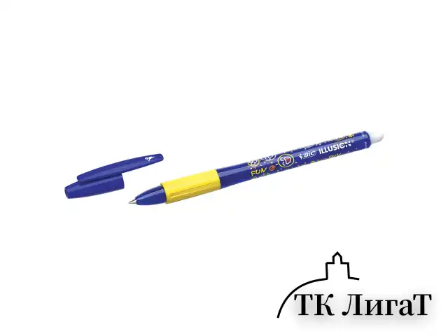 Ручка стираемая гелевая с грипом BIC "Gelocity Illusion", СИНЯЯ, корпус синий, линия 0,3 мм, 516518
