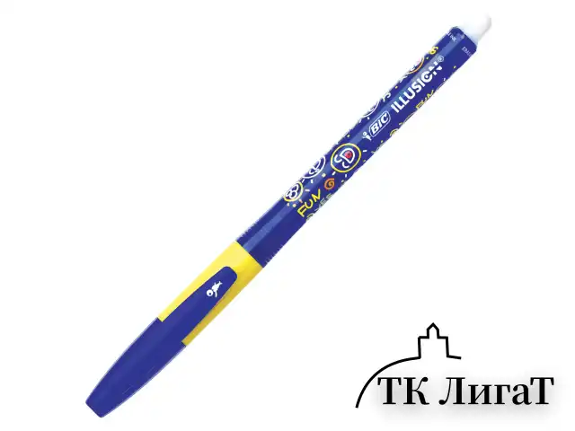 Ручка стираемая гелевая с грипом BIC "Gelocity Illusion", СИНЯЯ, корпус синий, линия 0,3 мм, 516518
