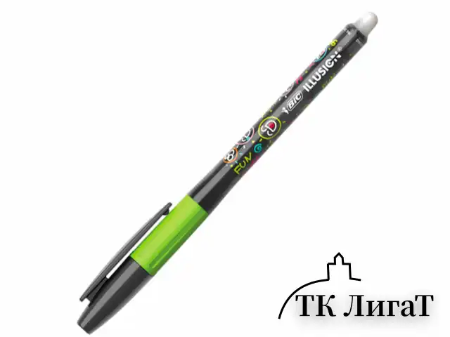 Ручка стираемая гелевая с грипом BIC "Gelocity Illusion", ЧЕРНАЯ, корпус черный, линия 0,3 мм, 516523