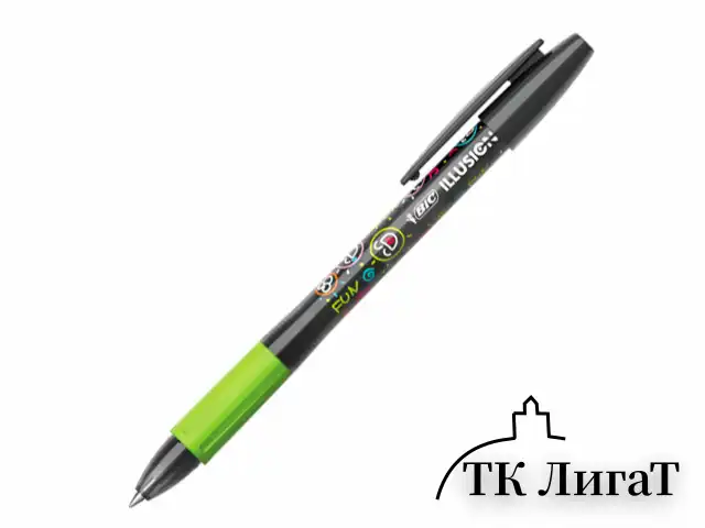 Ручка стираемая гелевая с грипом BIC "Gelocity Illusion", ЧЕРНАЯ, корпус черный, линия 0,3 мм, 516523
