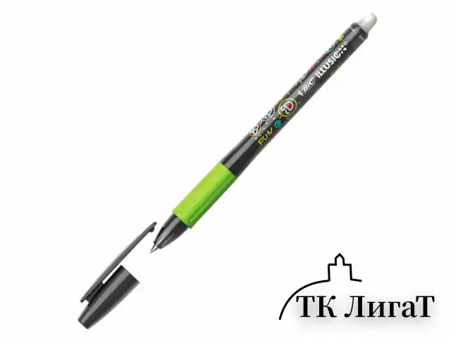 Ручка стираемая гелевая с грипом BIC "Gelocity Illusion", ЧЕРНАЯ, корпус черный, линия 0,3 мм, 516523
