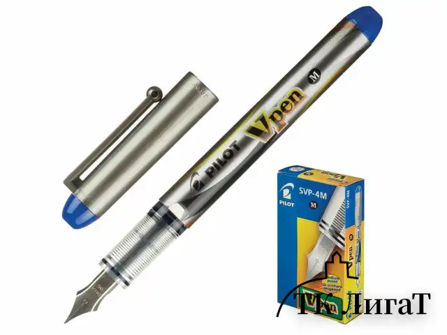 Ручка перьевая PILOT V-Pen, СИНЯЯ, корпус серый, линия письма 0,58 мм, SVP-4M L