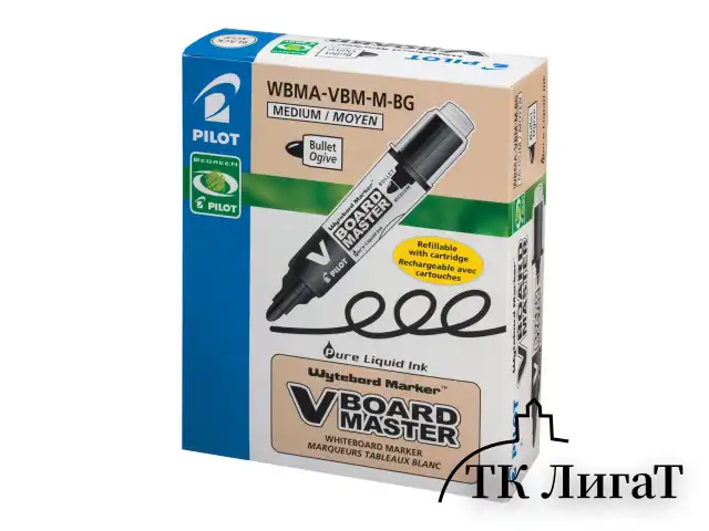 Маркер для доски PILOT "V-BOARD MASTER", ЧЕРНЫЙ, круглый наконечник, 4 мм, WBMA-VBM-M, WBMA-VBM-M B
