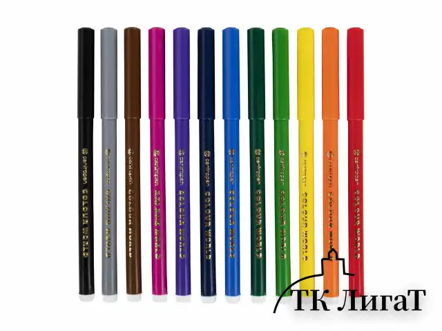 Фломастеры 12 ЦВЕТОВ CENTROPEN "Colour World", круглые, смываемые, 7550/12TP, 7 7550 1284