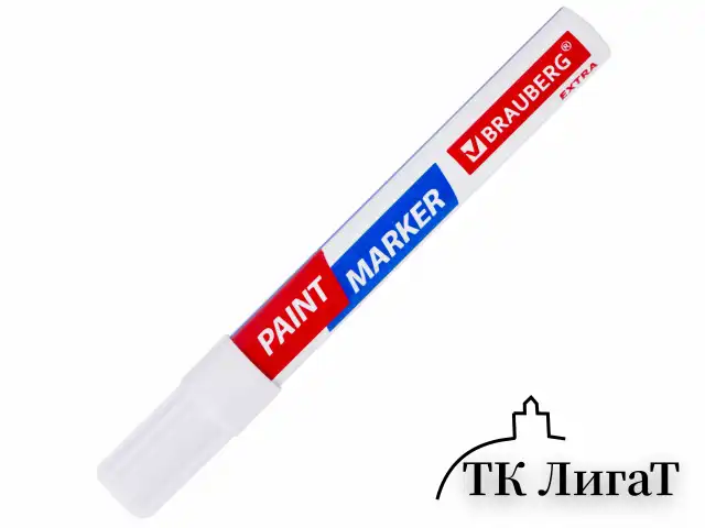 Маркер-краска лаковый EXTRA (paint marker) 4 мм, БЕЛЫЙ, УСИЛЕННАЯ НИТРО-ОСНОВА, BRAUBERG, 151978