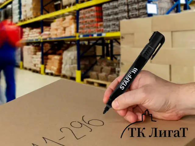 Маркер перманентный с колпачком для вскрытия коробок STAFF "Basic" LOGISTIC PM-150, ЧЕРНЫЙ, 3 мм, 152201
