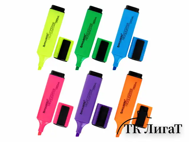Набор текстовыделителей 6 ЦВЕТОВ, BRAUBERG "ORIGINAL NEON", линия письма 1-5 мм, 152216