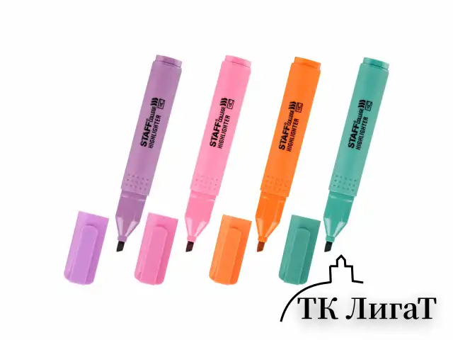 Набор текстовыделителей 4 ПАСТЕЛЬНЫХ ЦВЕТА, АССОРТИ, STAFF College "STICK PASTEL", линия письма 1-4 мм, скошенный наконечник, 152531
