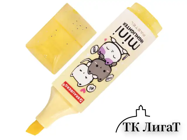 Текстовыделитель мини с принтами BRAUBERG "PASTEL", АССОРТИ В ПЛАСТИКОВОЙ БАНКЕ, 1-5 мм, 152536