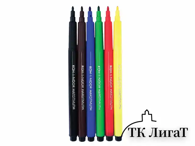 Фломастеры KOH-I-NOOR "TEENAGE" 1002, 6 цветов, смываемые, картонная упаковка, европодвес, 771002JF23KS