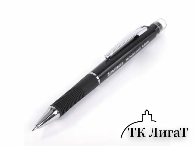 Карандаш механический 0,5 мм, BRAUBERG "Modern", ластик, резиновый грип, корпус черный, 180286