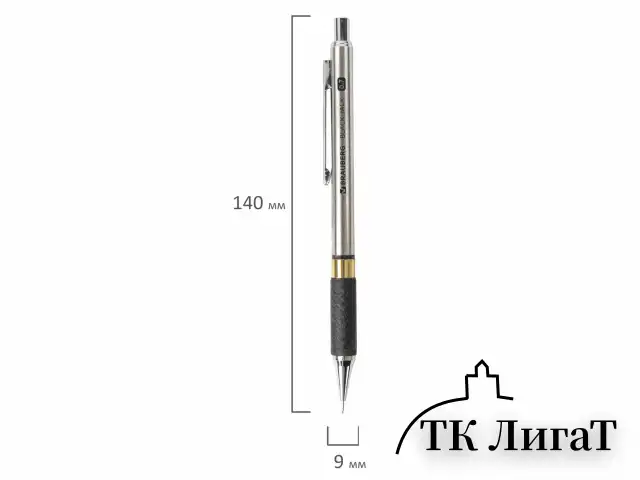 Карандаш механический 0,7 мм, BRAUBERG "Black Jack", металлический корпус, ластик, резиновый грип, 180467