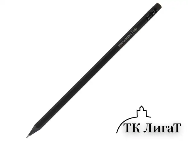 Карандаши чернографитные BRAUBERG НАБОР 6 шт., "Black Jack", НВ, с резинкой, черные, дерево, заточенные, 180608