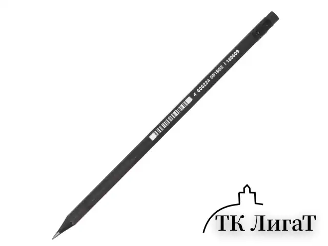 Карандаш чернографитный BRAUBERG, 1 шт., "Black Jack", НВ, с ластиком, черное дерево, корпус черный, 180609