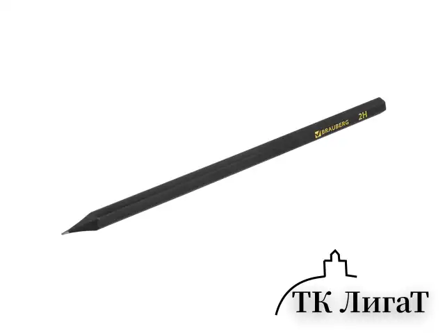 Карандаши чернографитные BRAUBERG НАБОР 12 шт., "Black Jack", 2Н-4В, без резинки, черные, дерево, заточенные, 180620