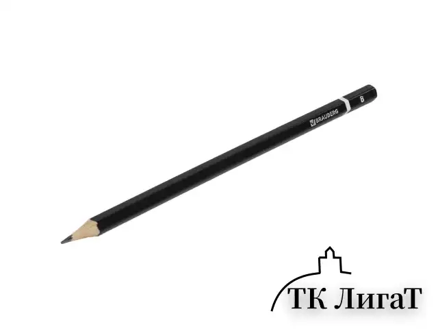 Карандаш чернографитный BRAUBERG, 1 шт., "Touch line", В, корпус черный, заточенный, 180622