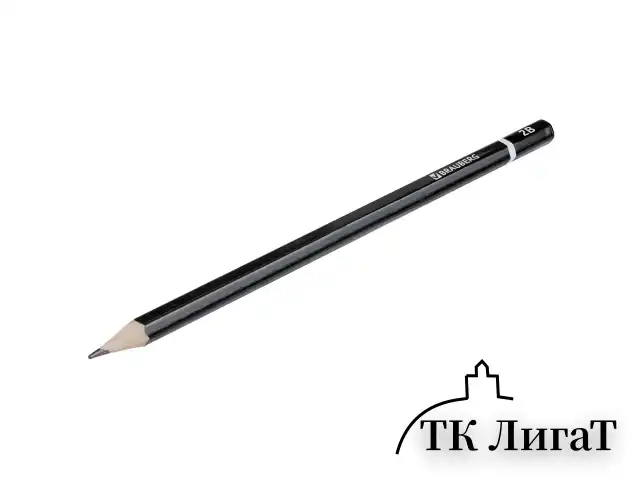 Карандаш чернографитный BRAUBERG, 1 шт., "Touch line", 2В, корпус черный, заточенный, 180623