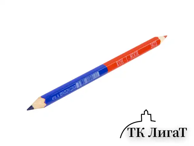 Карандаш двухцветный КРАСНО-СИНИЙ, KOH-I-NOOR, УТОЛЩЕННЫЙ, 1 шт., шестигранный, грифель 3,8 мм, натуральное дерево, 3423, 34230EG006KS
