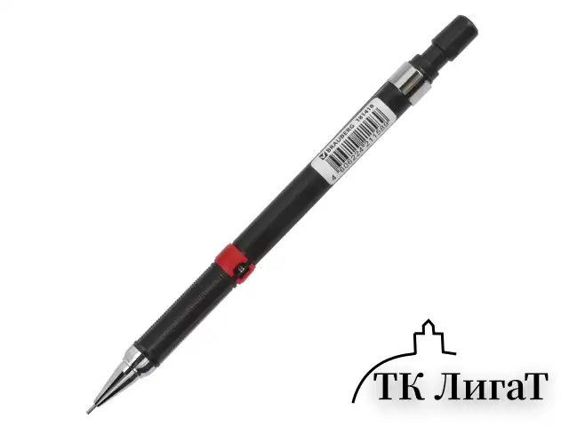 Карандаш механический 0,5 мм, BRAUBERG "Ring", ластик, корпус черный, детали ассорти, 181418