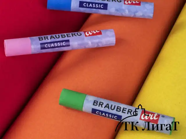 Пастель масляная художественная BRAUBERG ART CLASSIC, УТОЛЩЕННАЯ, 12 цветов, круглое сечение, 181450