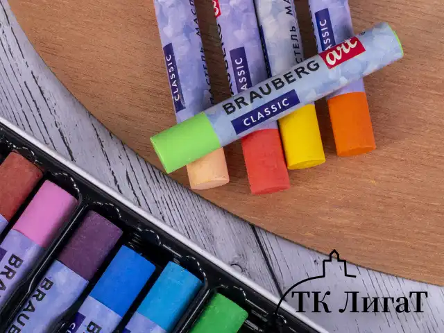 Пастель масляная художественная BRAUBERG ART CLASSIC, УТОЛЩЕННАЯ, 12 цветов, круглое сечение, 181450