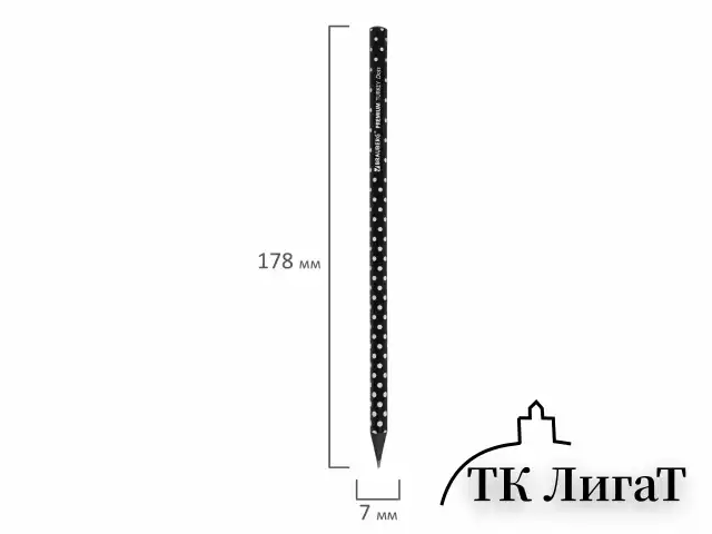 Карандаш чернографитный BRAUBERG "PREMIUM TURKEY", 1 шт., "Dots", НВ, ассорти, дисплей, 181563