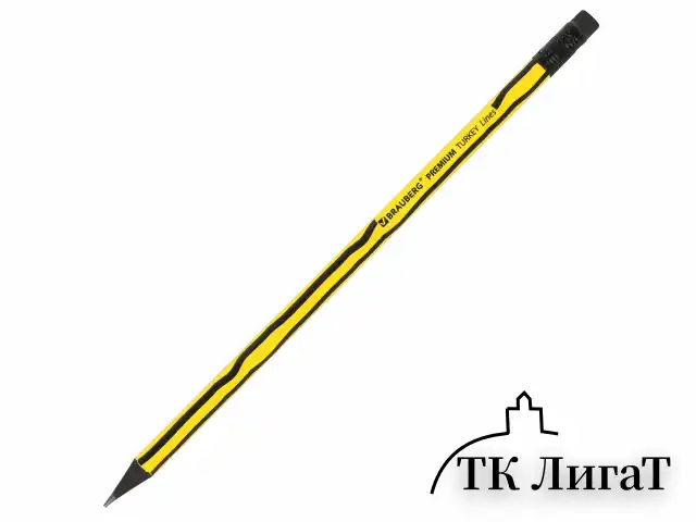 Карандаш чернографитный BRAUBERG "PREMIUM TURKEY", 1 шт., "Lines", НВ, ассорти, дисплей, 181568