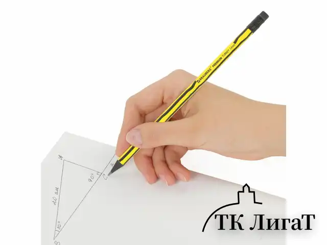 Карандаш чернографитный BRAUBERG "PREMIUM TURKEY", 1 шт., "Lines", НВ, ассорти, дисплей, 181568