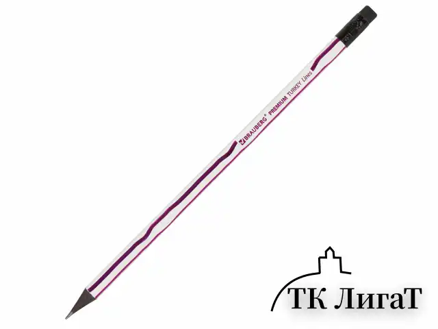 Карандаш чернографитный BRAUBERG "PREMIUM TURKEY", 1 шт., "Lines", НВ, ассорти, дисплей, 181568