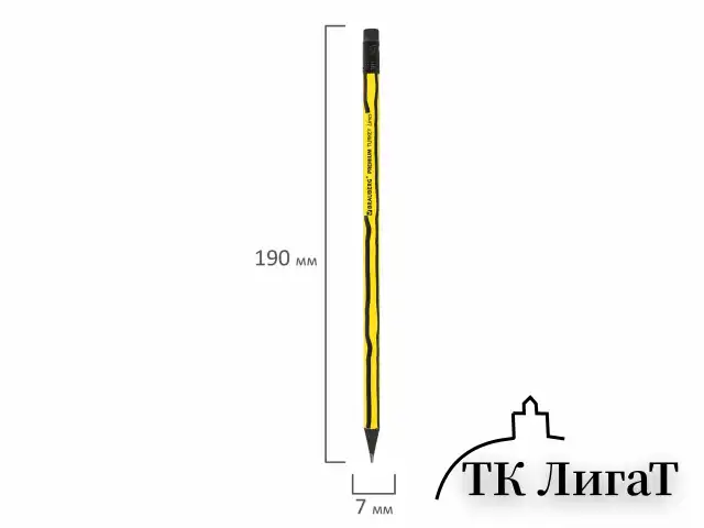 Карандаш чернографитный BRAUBERG "PREMIUM TURKEY", 1 шт., "Lines", НВ, ассорти, дисплей, 181568