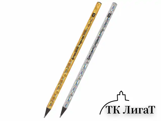Карандаш чернографитный BRAUBERG "PREMIUM TURKEY", 1 шт., "Hologram", НВ, ассорти, дисплей, 181571