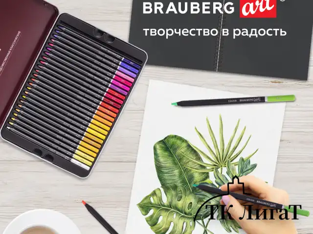 Карандаши цветные художественные BRAUBERG ART PREMIERE, НАБОР 48 цветов, 4 мм, металл кейс, 181694