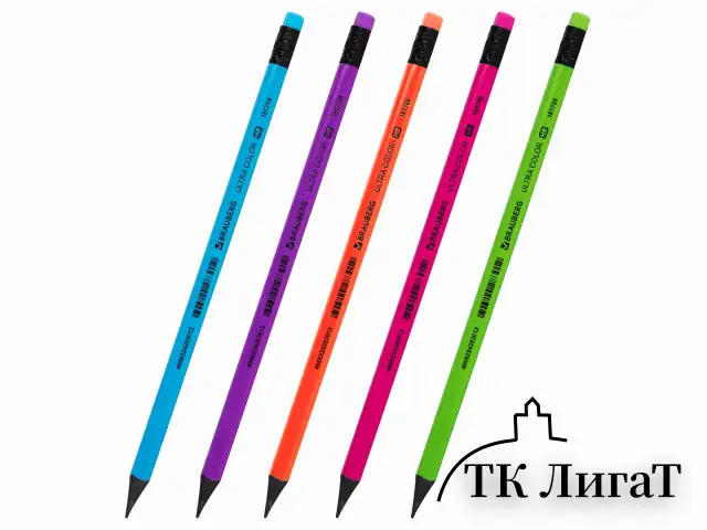 Карандаш чернографитный BRAUBERG "ULTRA COLOR", 1 шт., HB, с ластиком, пластиковый, 181708