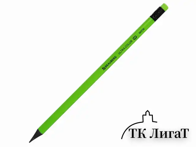 Набор карандашей чернографитных BRAUBERG "ULTRA COLOR" 12 шт., HB, с ластиком, пластиковые, 181710