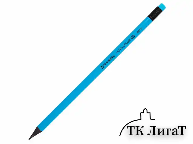 Набор карандашей чернографитных BRAUBERG "ULTRA COLOR" 12 шт., HB, с ластиком, пластиковые, 181710