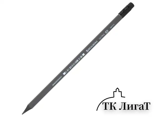 Карандаш чернографитный BRAUBERG "ULTRA", 1 шт., HB, с ластиком, пластиковый, 181711