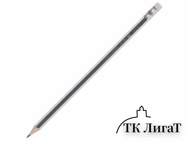 Карандаш чернографитный BRAUBERG "G-100", 1 шт., HB, с ластиком, корпус ассорти, 181714