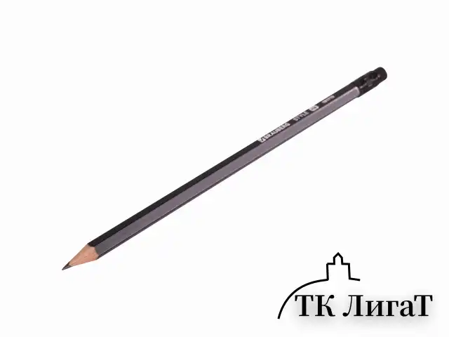 Набор карандашей чернографитных BRAUBERG "Style" 4 шт., HB, с ластиком, корпус черно-серый, 181718