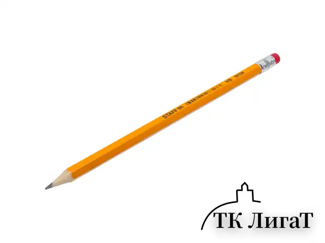 Карандаш чернографитный STAFF "EVERYDAY" BLP-724, 1 шт., НВ, с ластиком, корпус желтый, 181724