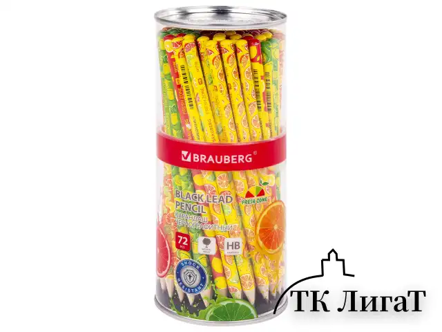 Карандаш чернографитный BRAUBERG "FRESH ZONE", 1 шт., HB, корпус ассорти, 181759